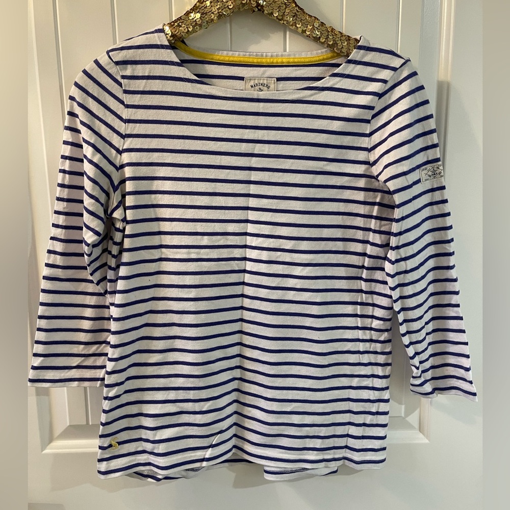 Joules Size 8 purple striped boatneck shirt